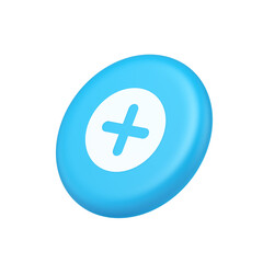 Fototapeta premium Plus add button mathematical addition symbol 3d isometric realistic icon