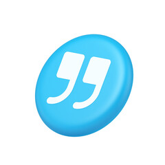 Quotes mark button chat comment cyberspace conversation dialogue 3d isometric realistic icon
