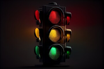 Traffic Light On Clean Background Technology. Generative AI