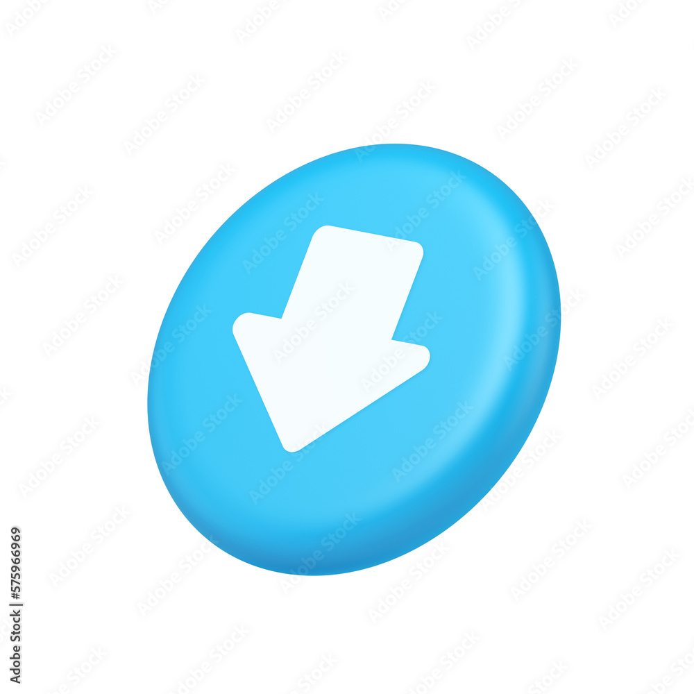 Poster arrow down button keyboard navigation pointer cyberspace downloading web app 3d side view icon