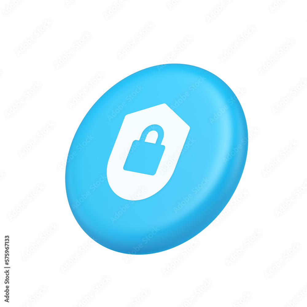 Poster lock shield security button privacy blocked password service web app 3d isometric realistic icon