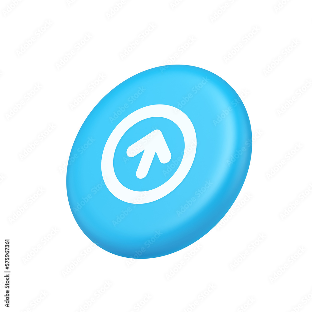 Poster up arrow round border button cyberspace navigation pointer 3d isometric realistic icon
