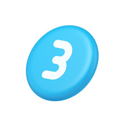 Three number button internet communication texting message character 3d isometric realistic icon