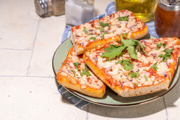 Homemade loaded baguette pizza