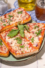 Homemade loaded baguette pizza