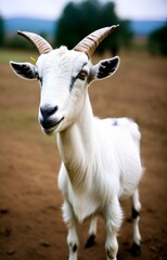 Obraz na płótnie Canvas close up portrait of a young goat