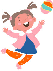 Happy child with easter egg flat icon Spring holiday