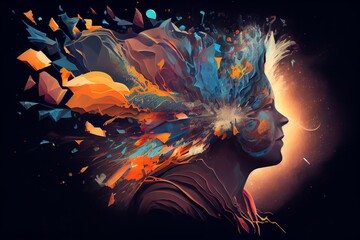 Annual Collective Mind Concept Art, Exploding Mind, Inner World, Dreams, Emotions, Imagination And Creative Mind. Generative AI
