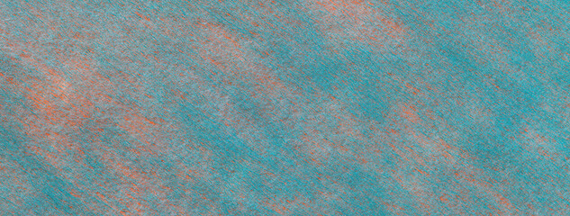 Texture of a light blue felt background with coral spots of fabric, macro. Structure of woolen...