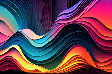 Colorful Wavy Abstract Layers As Panorama Background Wallpaper. Generative AI