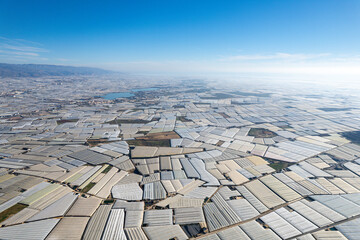 Aerial view of greenhouses in the south of Spain. The heart of El Eljido near Almeria in Andalucia