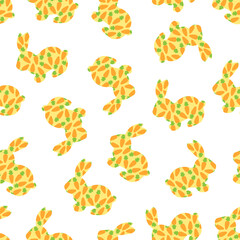 Seamless pattern Easter bunny with carrot silhouette vector illustration