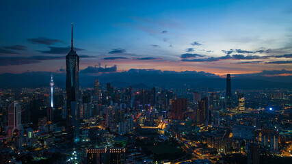 Aerial view The world's second tallest building PNB118 or Merdeka 118 during sunrise