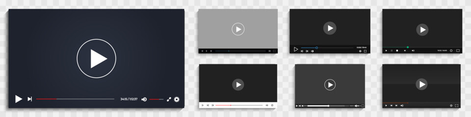 Set of video player windows frame on a transparent background © top dog