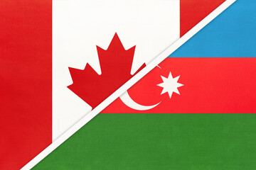 Canada and Azerbaijan, symbol of country. Canadian vs Azerbaijani national flags