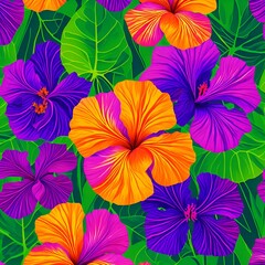 Fototapeta na wymiar Seamless pattern with tropical leaves. vector illustration. Generative AI