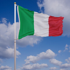 Naklejka na ściany i meble Flag of Italy with Sky Background