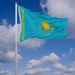Flag of Kazakhstan with Sky Background