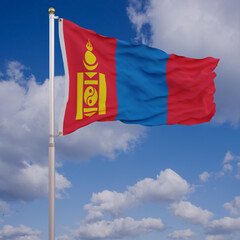 Flag of Mongolia with Sky Background