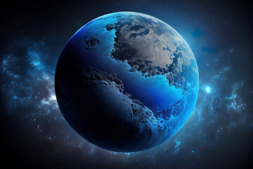 Naklejka na ściany i meble Planet Earth at night. City lights and blue sphere. Generative Ai