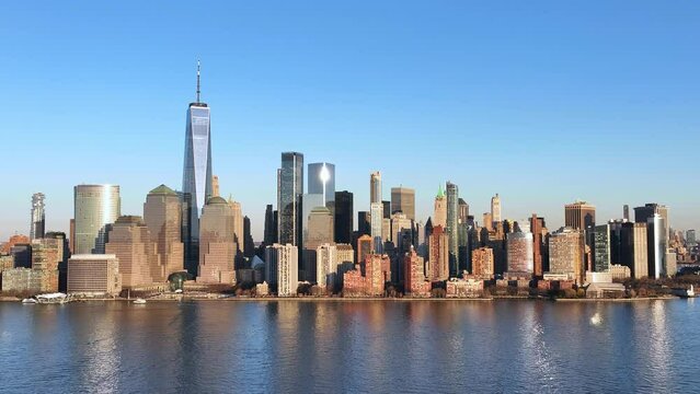 Skyline of Manhattan New York City - aerial footage - drone photography