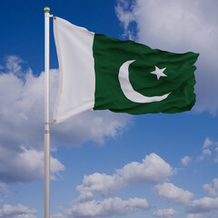 Flag of Pakistan with Sky Background