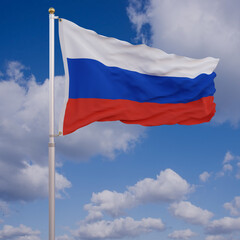 Fototapeta na wymiar Flag of Russia with Sky Background