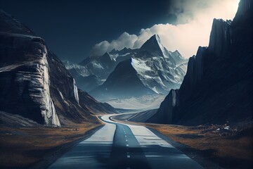 Road In Mountains Technology. Generative AI