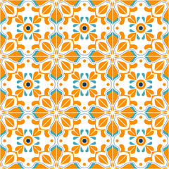 Fototapeta premium Vector Retro or Traditional Portuguese or Moroccan Style Flooring Tiles Seamless Surface Pattern for Background, Products or Wrapping Paper Prints.