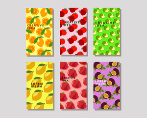 Fruit banner collection. Summer fruit banner set. Vector illustration