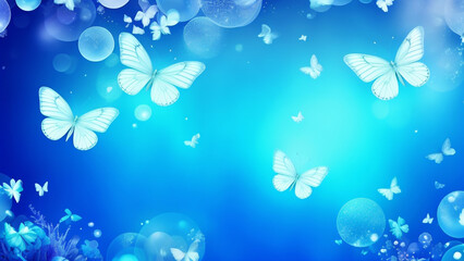Obraz na płótnie Canvas 幻想的な蝶と美しい水色の背景のテクスチャ Beautiful light blue background texture with fantastic butterflies