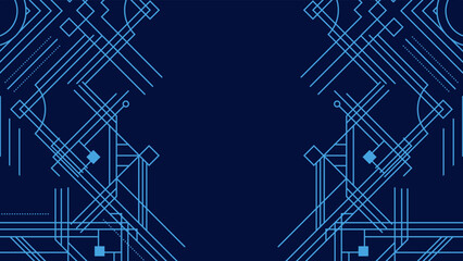 Blue Art Deco Line Background. Retro Luxury Vintage Art Minimalist Border Pattern Geometric Line Graphic Design