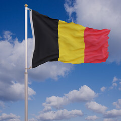 Flag of Belgium with Sky Background