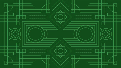 Obraz premium Green Art Deco Line Background. Retro Luxury Vintage Art Minimalist Border Pattern Geometric Line Graphic Design