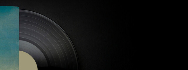 Vinyl records. Music background. Copy space. Banner