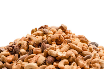 A group of almonds, pistachios, walnuts, macadamia, cashews.