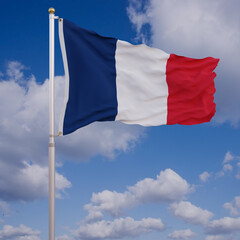 Flag of France with Sky Background
