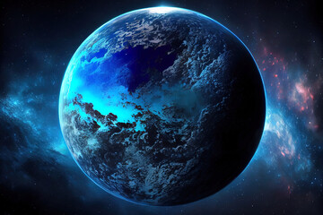 Fototapeta na wymiar Planet earth fantasy illustration neon realistic. Generative Ai