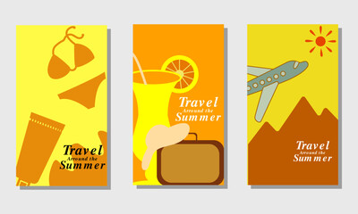 Vector set of summer holidays illustration for card design,
