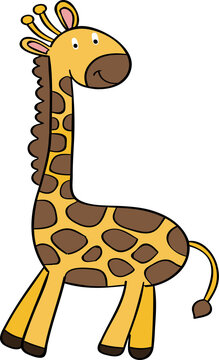 Giraffe animal of Africa is yellow with brown spots.