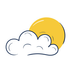 Abstract outline cloud and round sun or moon behind it
