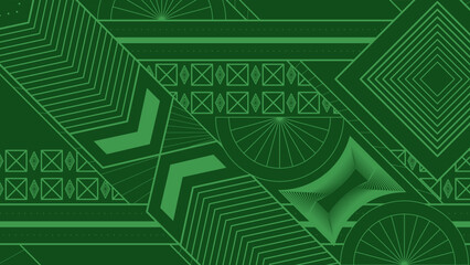 Green Art Deco Line Background. Retro Luxury Vintage Art Minimalist Border Pattern Geometric Line Graphic Design