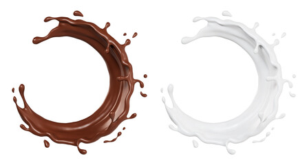 Chocolate isolated splashes wave. 3D render illustration
