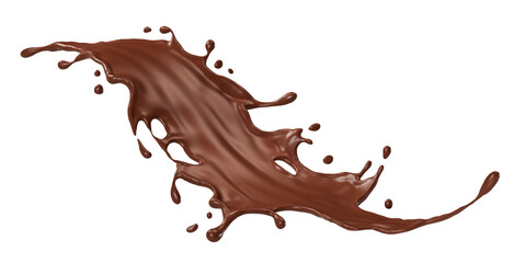 Chocolate isolated splashes wave. 3D render illustration