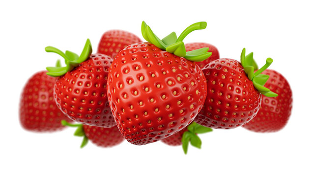 Strawberry many depth of field. 3D render illustration