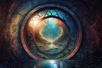 Fototapeta na wymiar Mysterious tunnel entrance - a gateway to a magical realm
