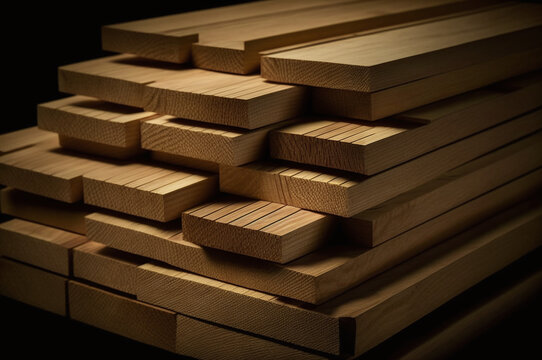 Hardwood planks stacked 