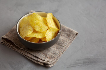 Homemade Potato Chips with Yogurt and Herbs Flavour. Copy space.