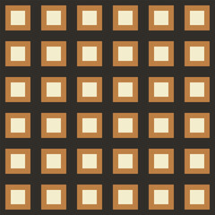 Retro aesthetic seamless pattern in style 60s, 70s. Mid century background with geometric squares on a black background. Trendy vector print.