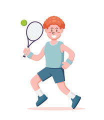 Obraz na płótnie Canvas people character playing tennis vector illustration